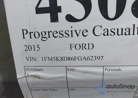 2015 Ford Explorer Xlt z USA, uszkodzony, nr VIN 1FM5K8D86FGA62397